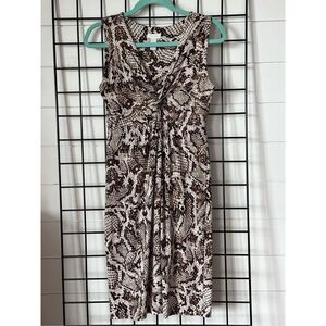 Chico’s‎ Stretch Sleeveless Ruched Dress Womens 0 (S) Brown Python Mobwife